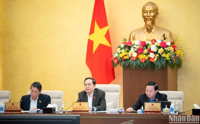 Chủ tịch Quốc hội Trần Thanh Mẫn phát biểu tại phiên họp. (Ảnh: DUY LINH)