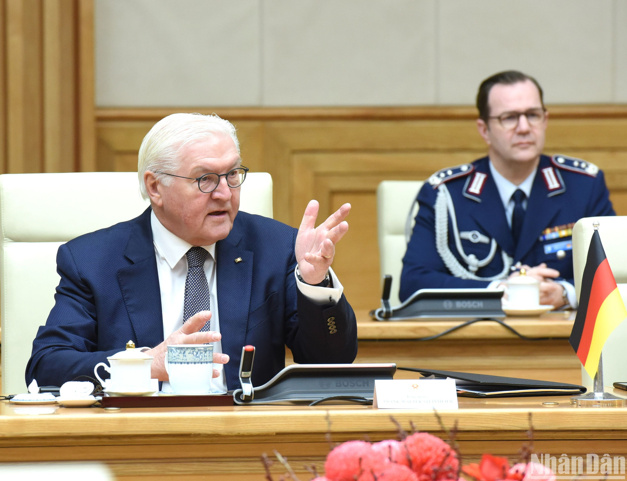 Tổng thống Cộng hòa Liên bang Đức Frank-Walter Steinmeier phát biểu tại buổi hội kiến.