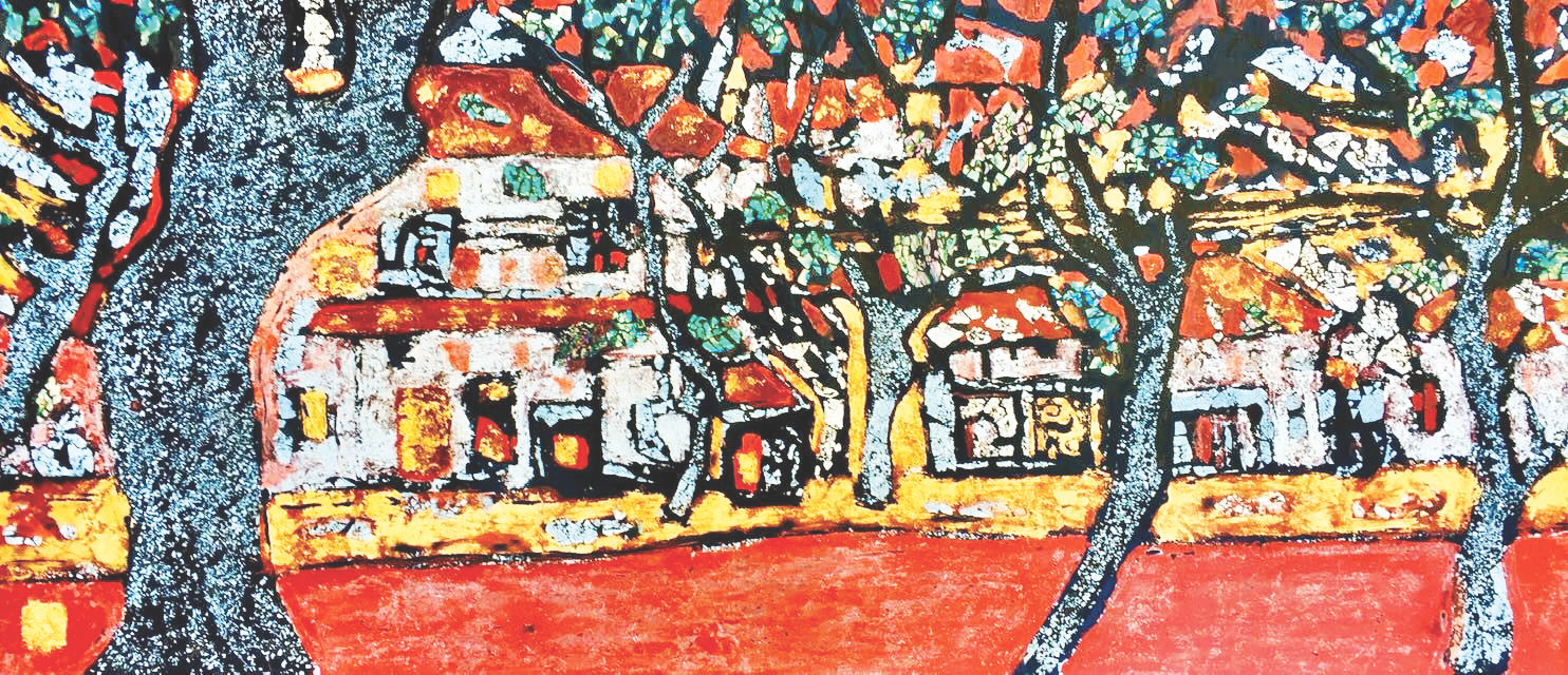 Phố Nguyễn Biểu sơn mài - 2022 - Tranh Hoàng Hà Tùng