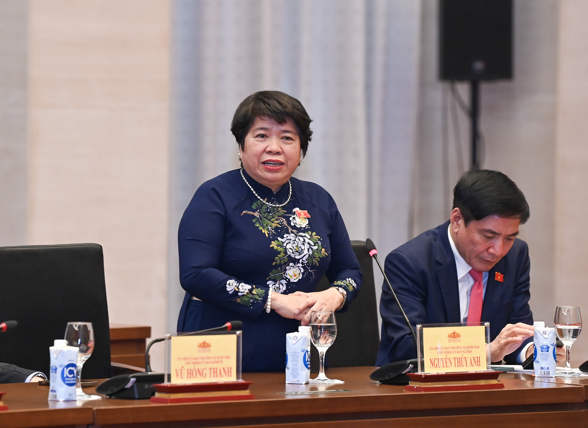 Chủ nhiệm Ủy ban Xã hội, Chủ tịch nhóm nữ đại biểu Quốc hội Nguyễn Thuý Anh chia sẻ tại cuộc gặp mặt.