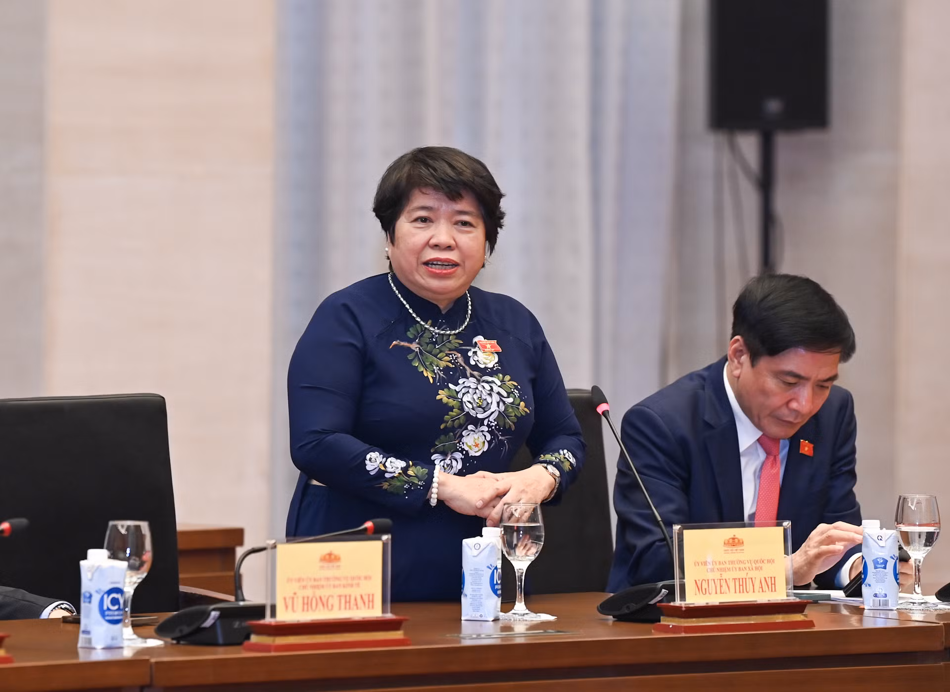 Chủ nhiệm Ủy ban Xã hội, Chủ tịch nhóm nữ đại biểu Quốc hội Nguyễn Thuý Anh chia sẻ tại cuộc gặp mặt.