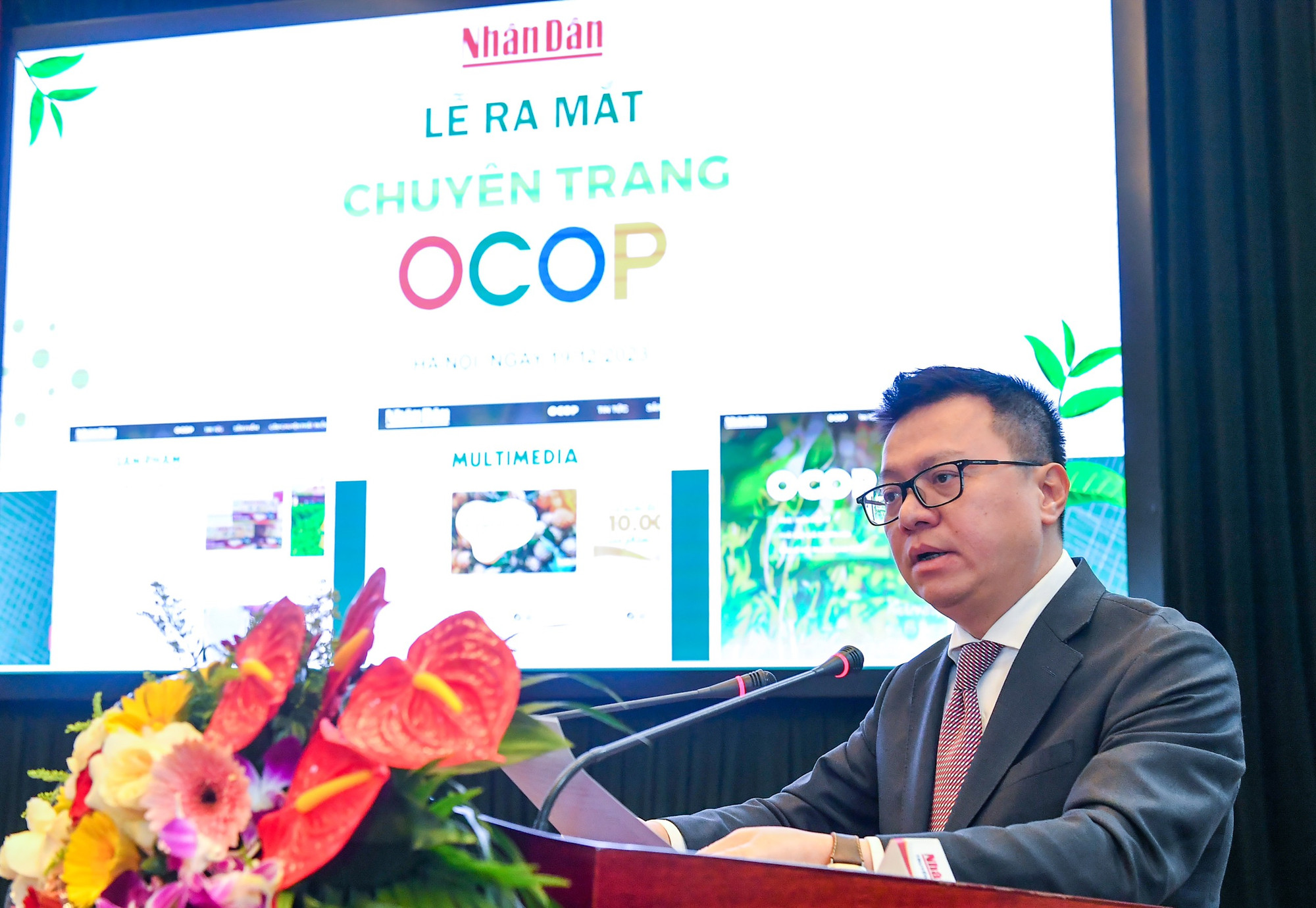 Đồng chí Lê Quốc Minh, Ủy viên Trung ương Đảng, Tổng Biên tập Báo Nhân Dân, Phó Trưởng Ban Tuyên giáo Trung ương, Chủ tịch Hội Nhà báo Việt Nam phát biểu khai mạc buổi lễ.