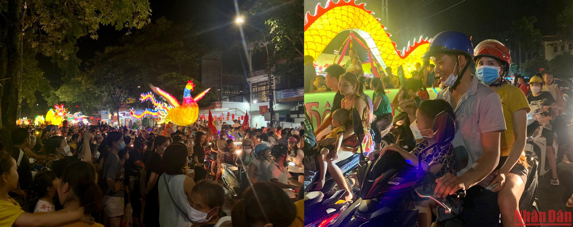 Từ khắp các con phố, các đám rước dồn về, tập trung tại các tuyến đường chính quanh Quảng trường Nguyễn Tất Thành, nhộn nhịp và lung linh nhất trong khoảng từ 20-22 giờ...