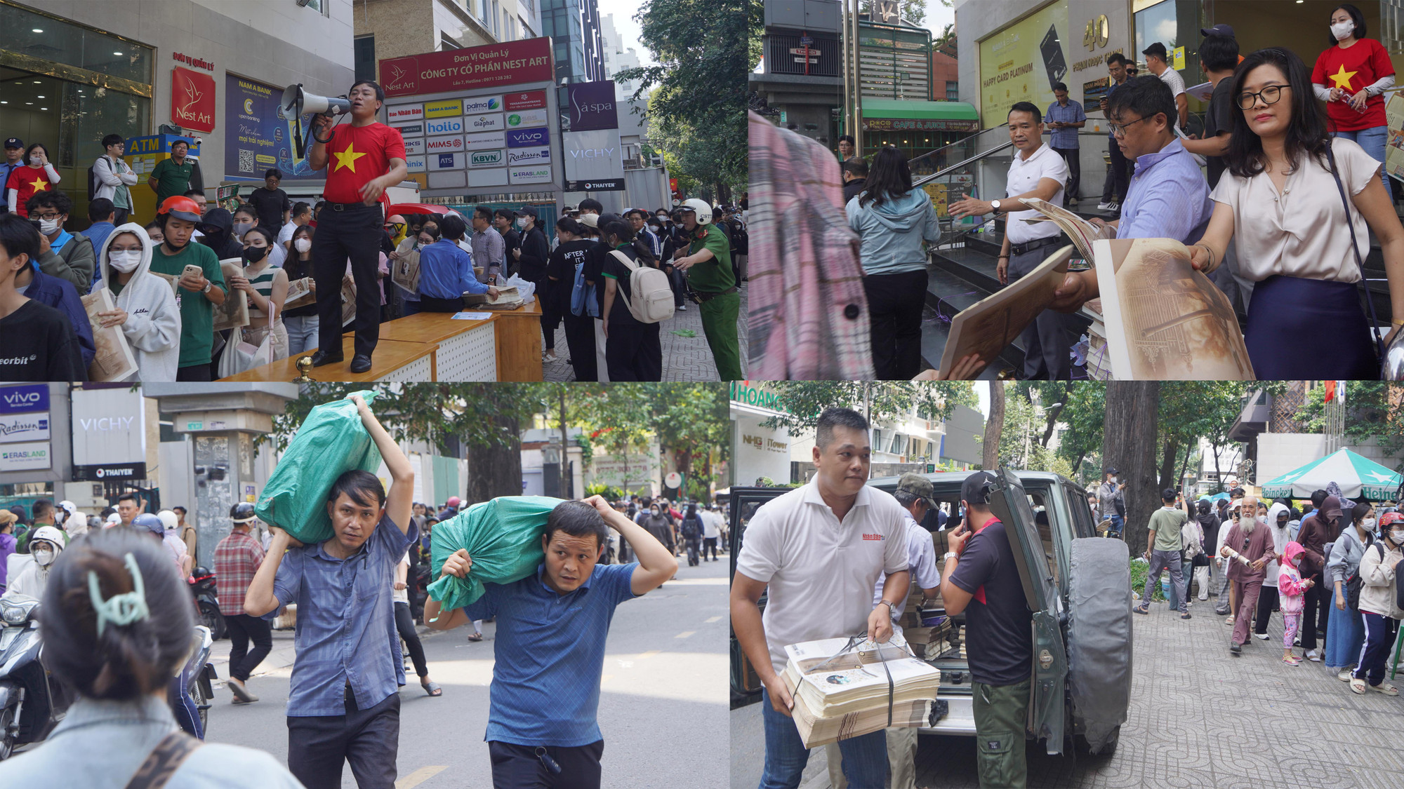 Phóng viên, nhân viên Cơ quan đại diện Báo Nhân Dân tại khu vực miền nam mỗi người một tay cố gắng nhanh nhất trao phụ san đặc biệt cho bạn đọc.