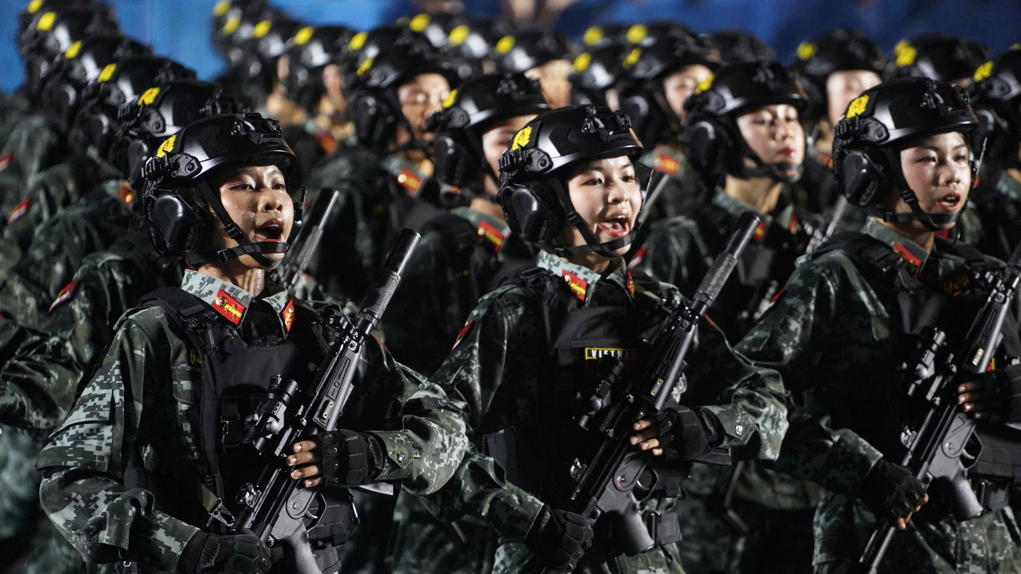 Khối nữ quân nhân trong đội hình tại buổi hợp luyện diễu binh. Khối nữ quân nhân trong đội hình tại buổi hợp luyện diễu binh.