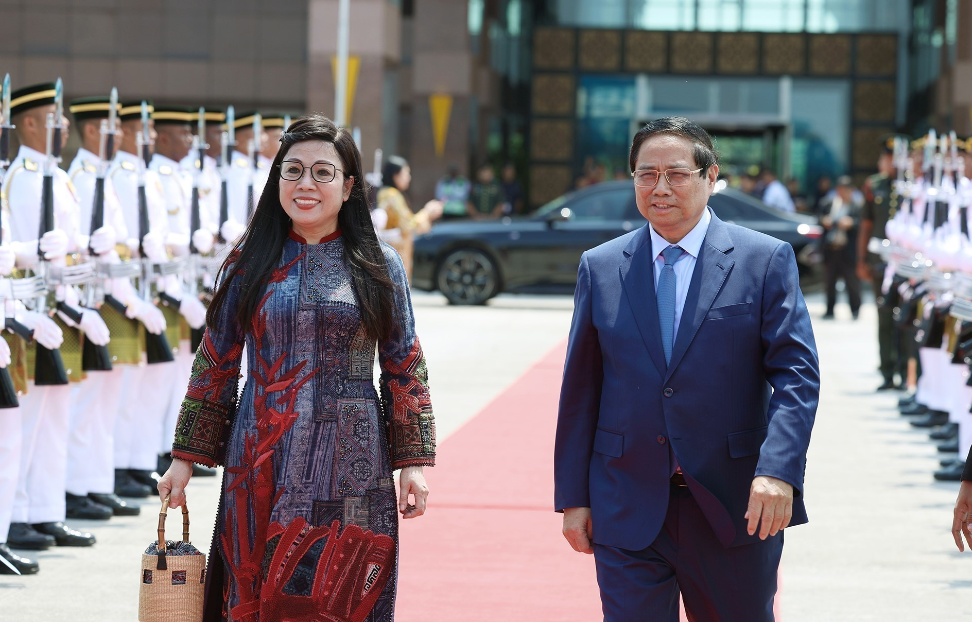 Lễ tiễn Thủ tướng Phạm Minh Chính và Phu nhân tại Kuala Lumpur, Malaysia. (Ảnh: Dương Giang/TTXVN)