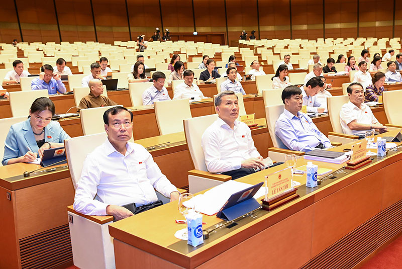 Các Ủy viên Thường vụ Quốc hội và các đại biểu dự phiên họp.