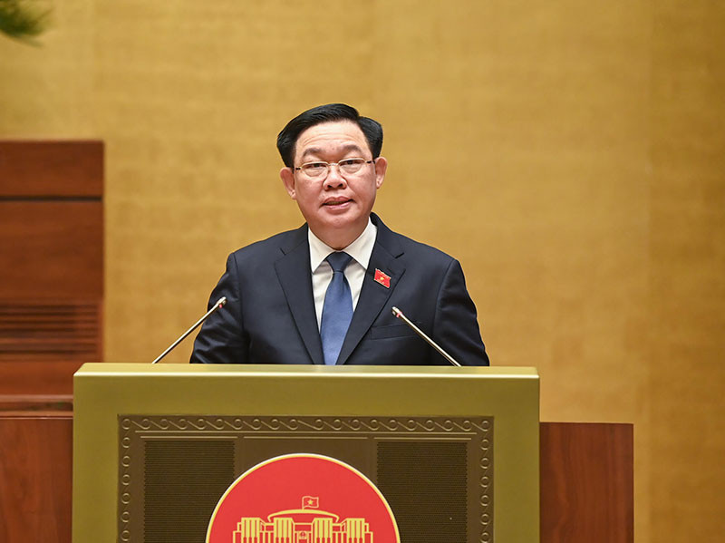 Chủ tịch Quốc hội Vương Đình Huệ phát biểu khai mạc phiên chất vấn và trả lời chất vấn.