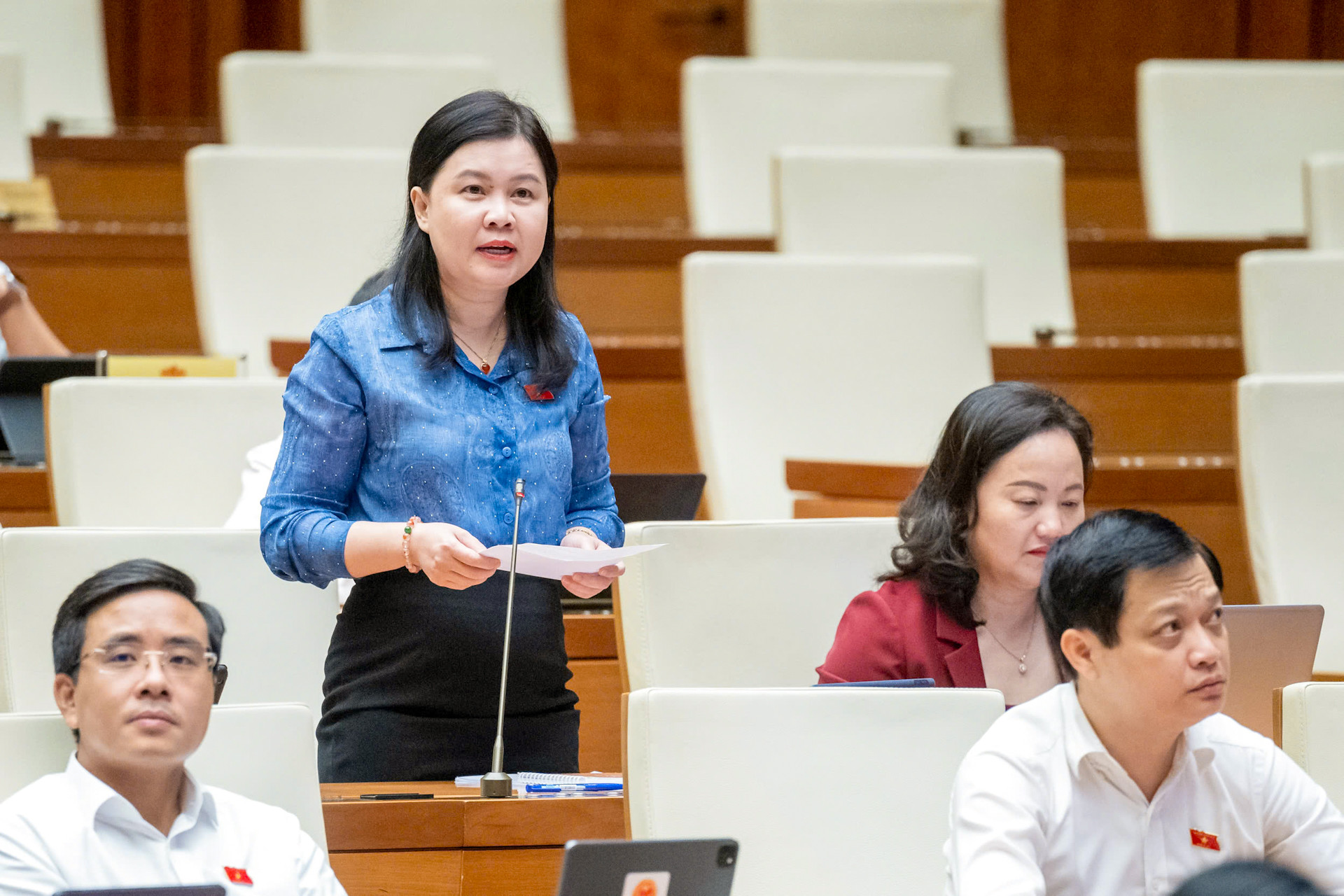 Đại biểu Quốc hội thành phố Hà Nội Nguyễn Phương Thủy phát biểu chất vấn.