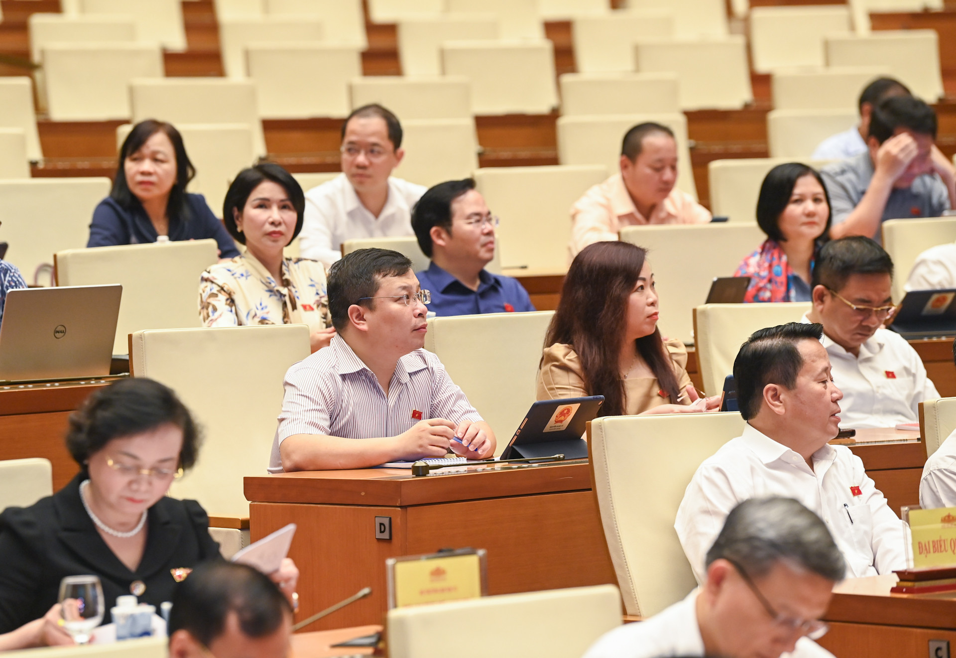 Các đại biểu Quốc hội dự phiên họp tại hội trường Diên Hồng.