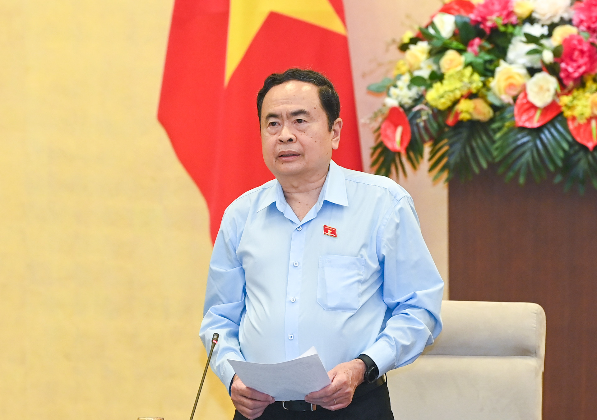 Chủ tịch Quốc hội Trần Thanh Mẫn phát biểu khai mạc, định hướng nội dung thảo luận tại phiên họp.