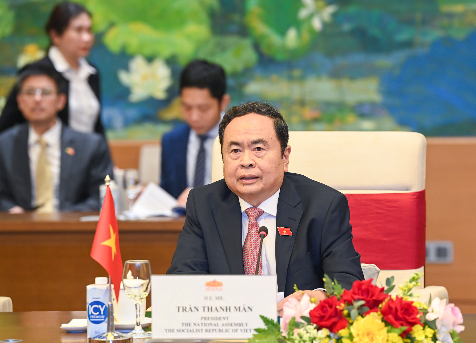 Chủ tịch Quốc hội Trần Thanh Mẫn phát biểu tại hội kiến.