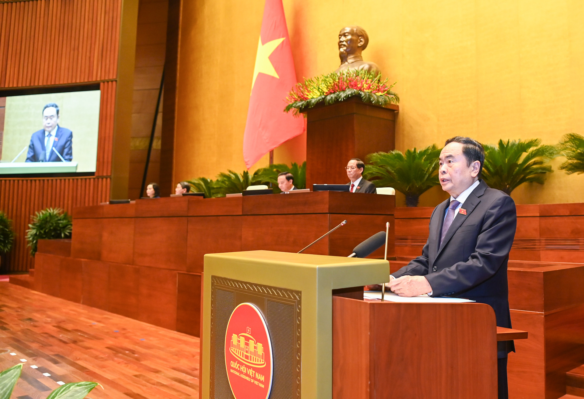 Chủ tịch Quốc hội Trần Thanh Mẫn phát biểu khai mạc kỳ họp bất thường lần thứ 8.