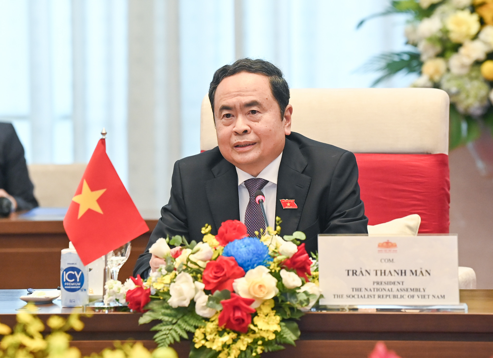 Chủ tịch Quốc hội Trần Thanh Mẫn phát biểu tại hội kiến.