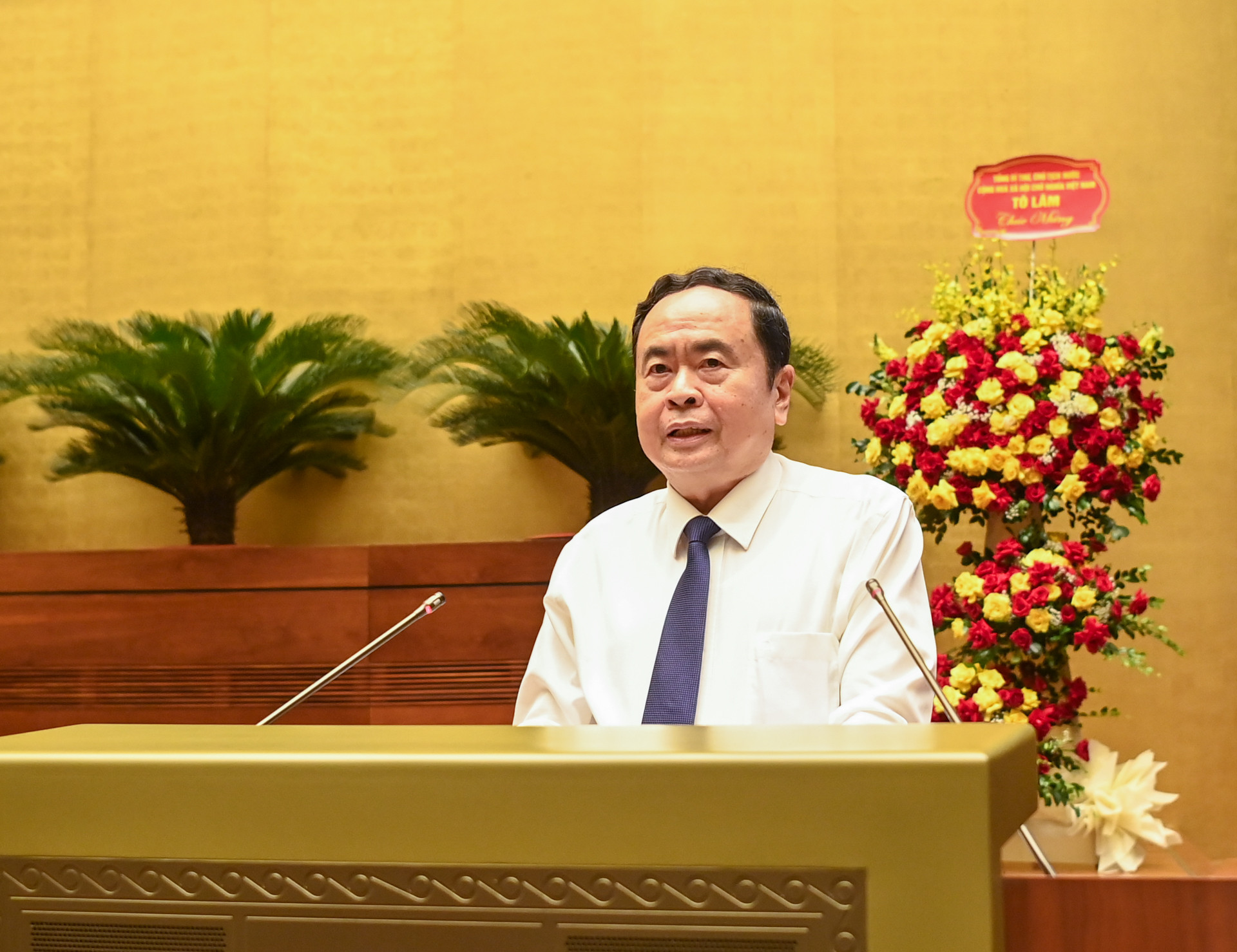 Chủ tịch Quốc hội Trần Thanh Mẫn phát biểu chỉ đạo hội thảo.