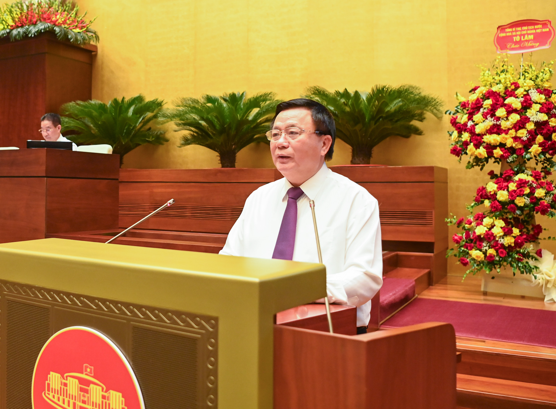 Giám đốc Học viện Chính trị quốc gia Hồ Chí Minh, Chủ tịch Hội đồng Lý luận Trung ương, GS, TS, Nguyễn Xuân Thắng phát biểu khai mạc hội thảo.