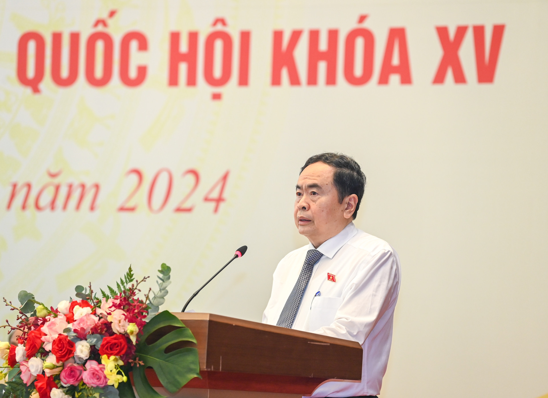 Chủ tịch Quốc hội Trần Thanh Mẫn phát biểu khai mạc hội nghị.