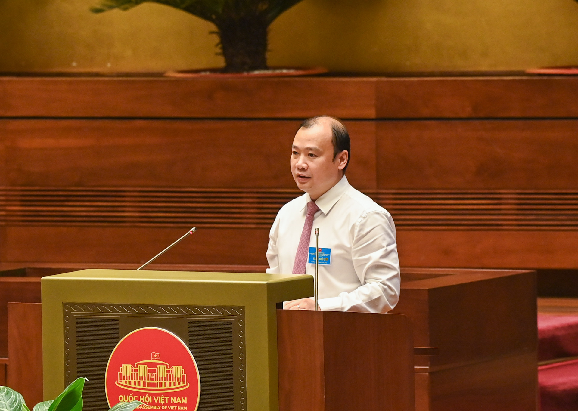 Tổng Biên tập Tạp chí Cộng sản Lê Hải Bình trình bày tham luận tại hội thảo.