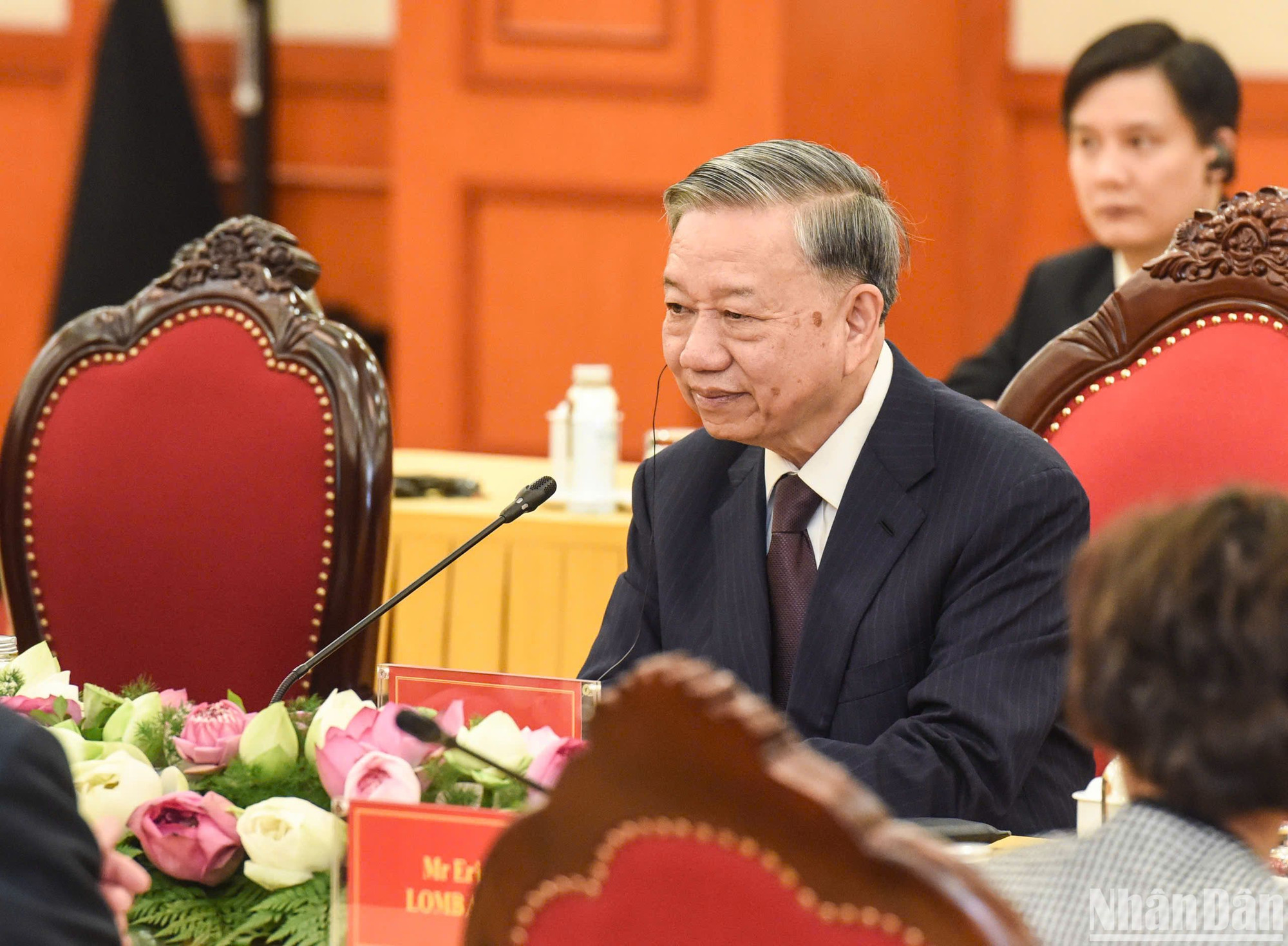 Tổng Bí thư Tô Lâm phát biểu tại buổi tiếp.