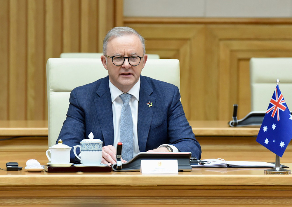 Thủ tướng Australia Anthony Albanese phát biểu tại buổi hội đàm.