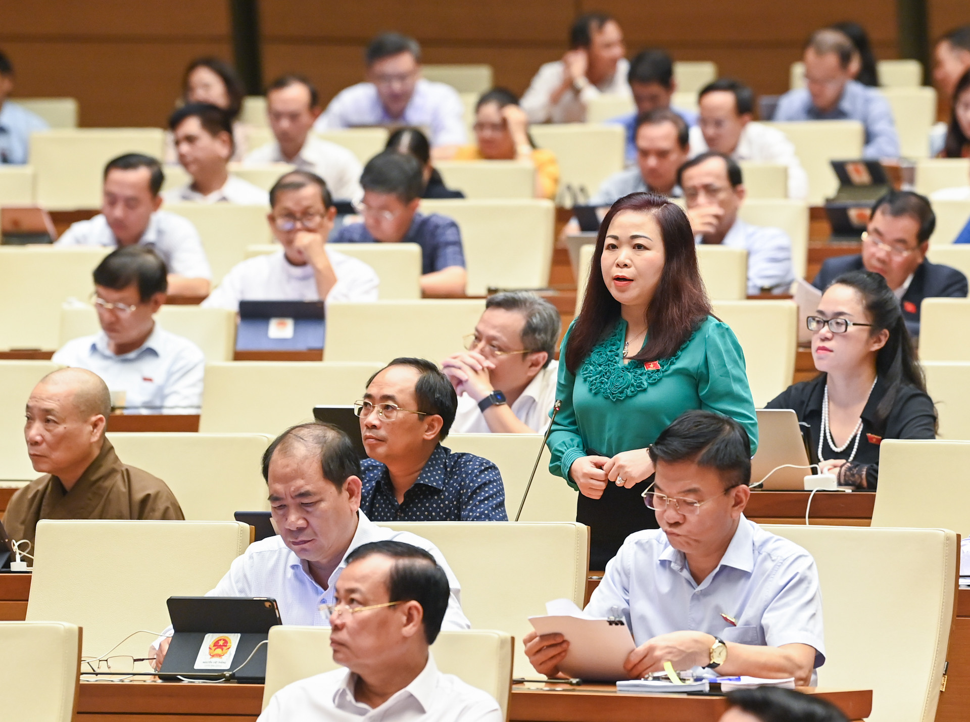 Đại biểu Quốc hội Vũ Thị Lưu Mai (đoàn Thành phố Hà Nội) phát biểu ý kiến thảo luận.