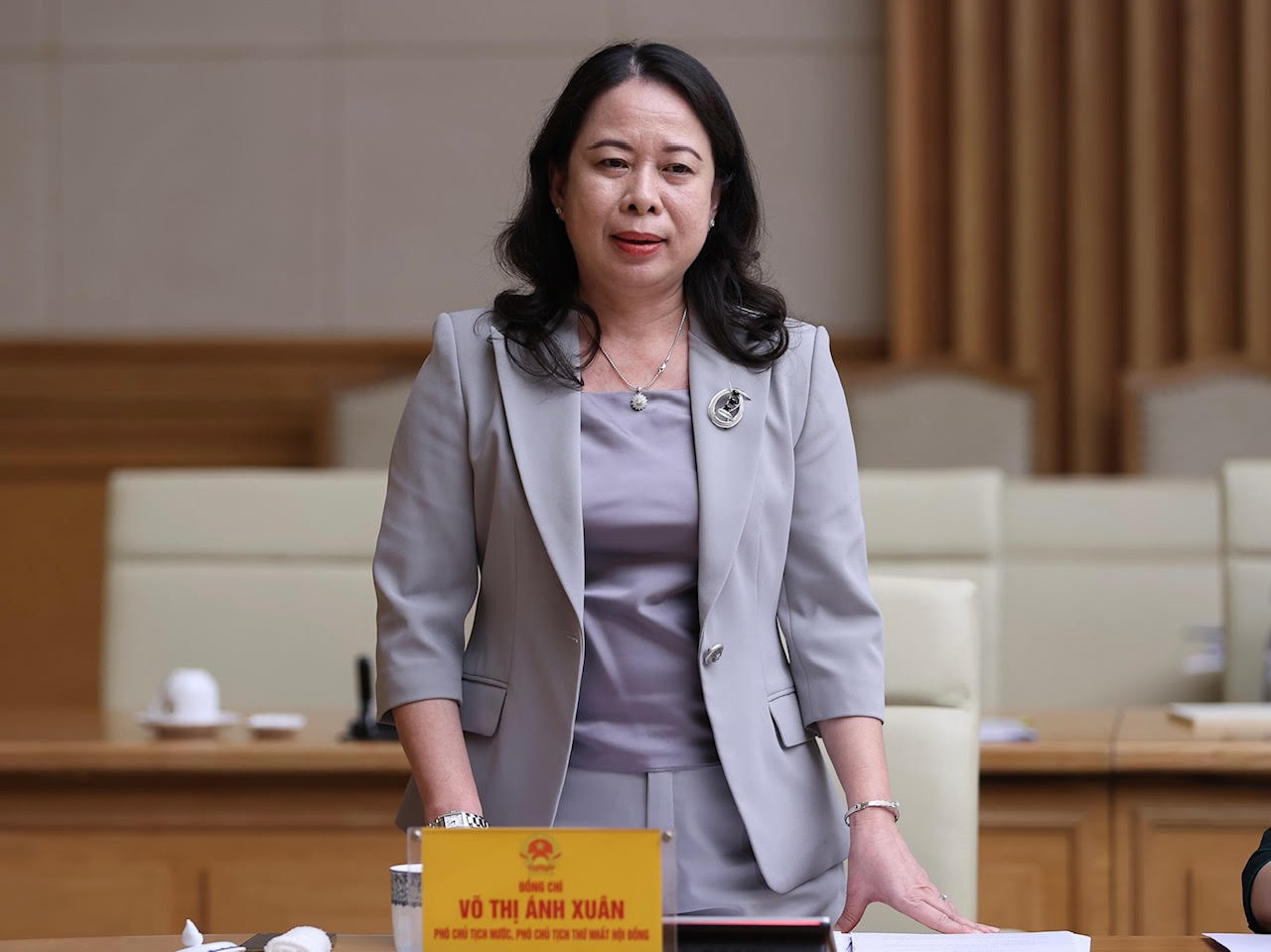Phó Chủ tịch nước Võ Thị Ánh Xuân, Phó Chủ tịch thứ nhất Hội đồng, phát biểu.