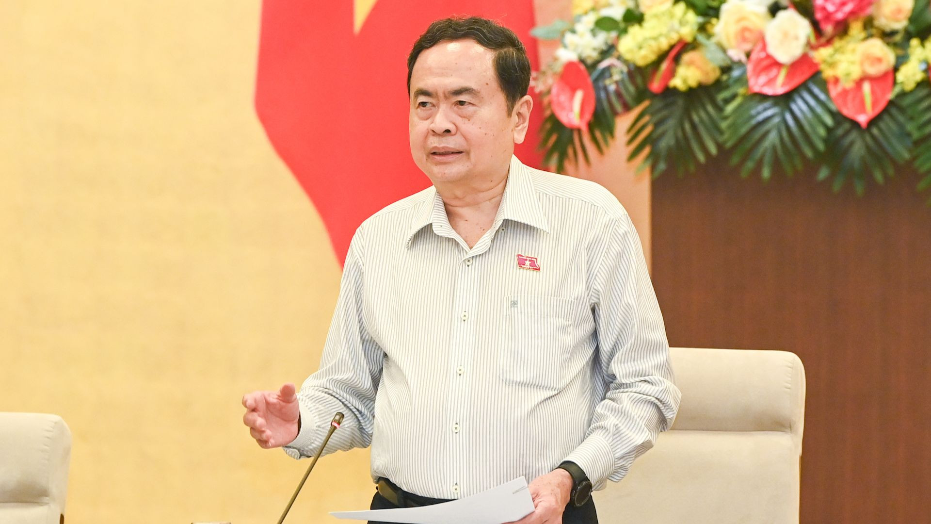 Chủ tịch Quốc hội Trần Thanh Mẫn phát biểu mở đầu, gợi mở các nội dung thảo luận tại cuộc họp.