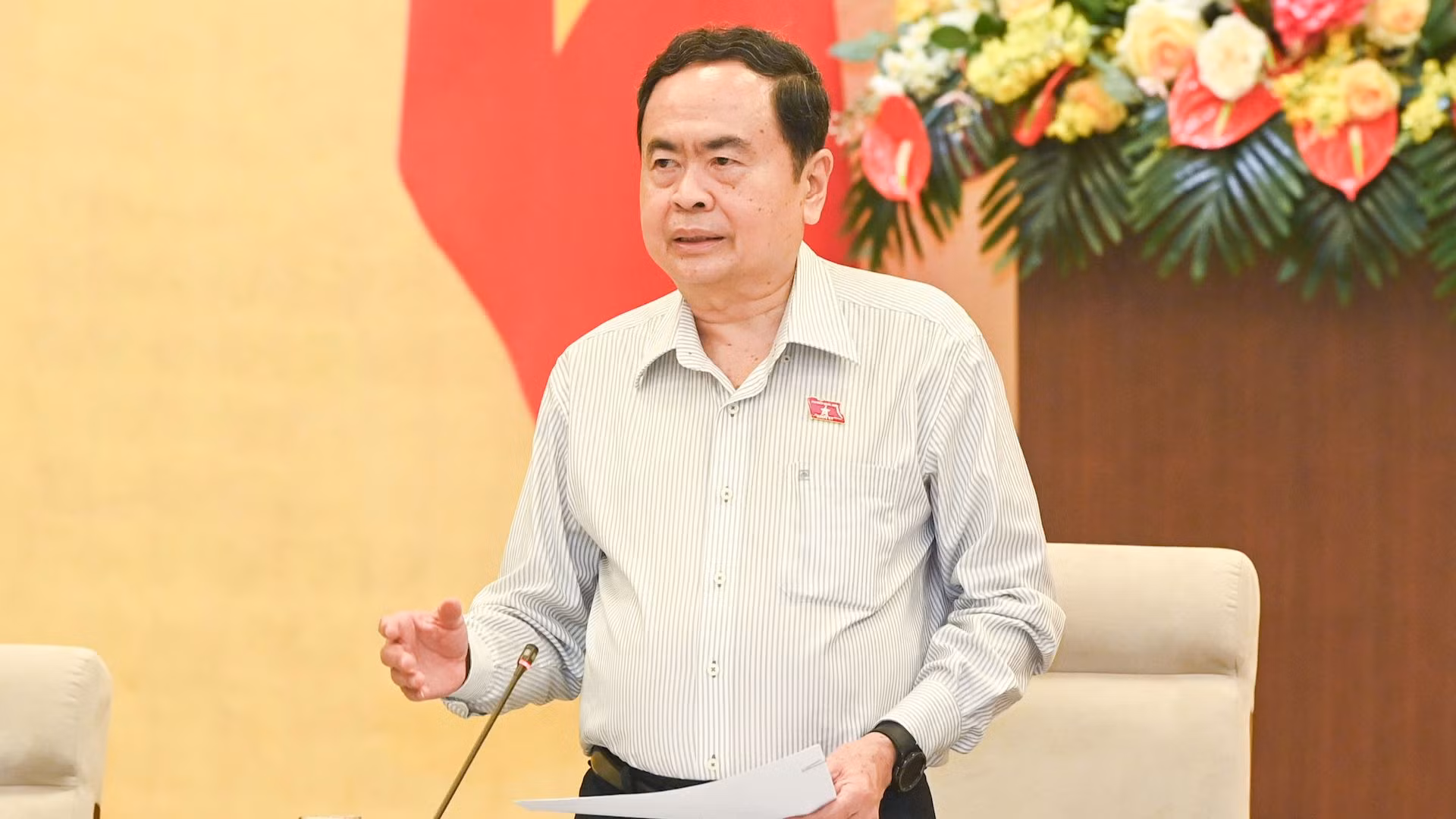 Chủ tịch Quốc hội Trần Thanh Mẫn phát biểu mở đầu, gợi mở các nội dung thảo luận tại cuộc họp.