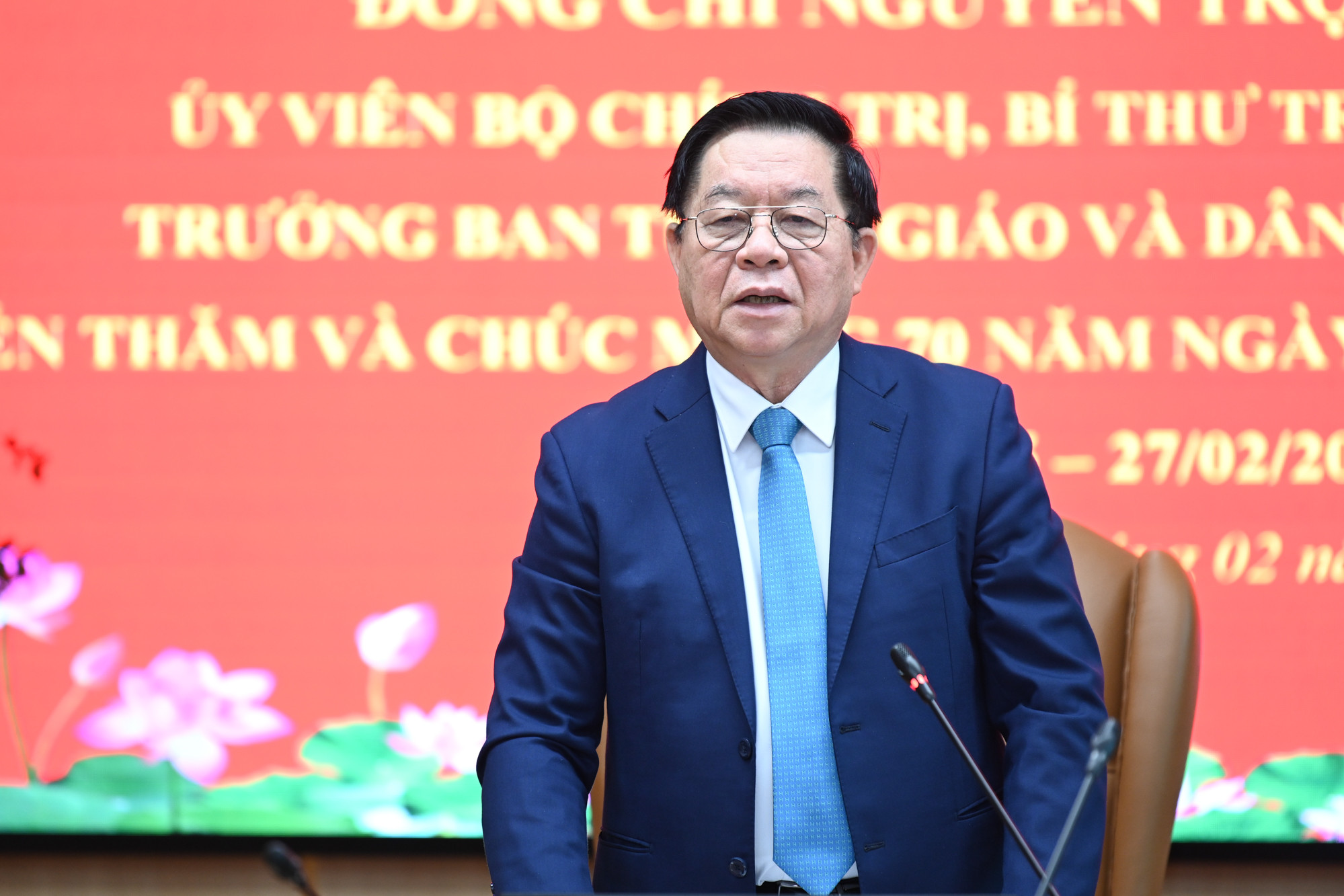 Trưởng Ban Tuyên giáo và Dân vận Trung ương Nguyễn Trọng Nghĩa phát biểu tại buổi làm việc.