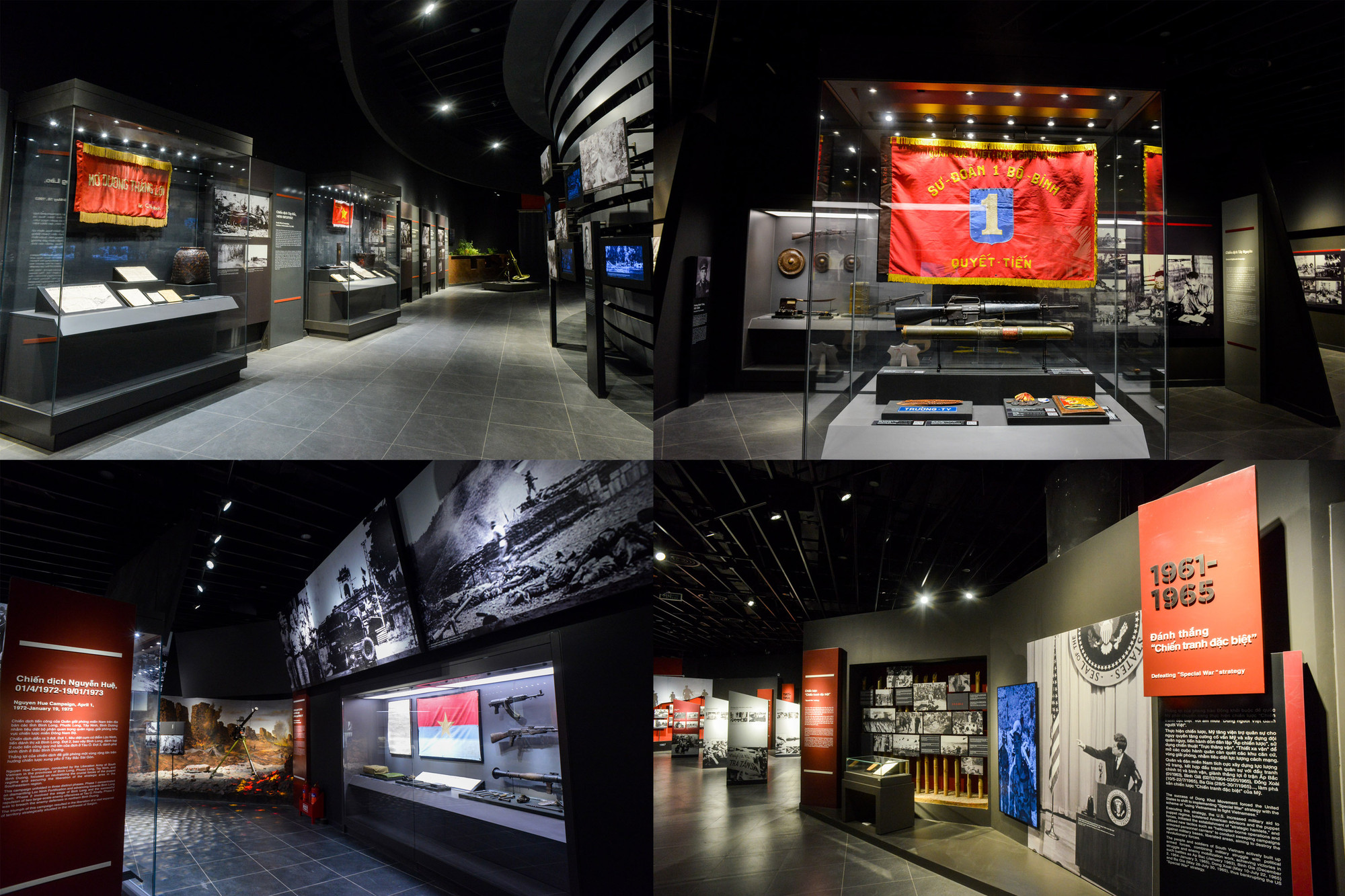 6 khu trưng bày của 6 chủ đề với cách sắp xếp, bố cục theo trình tự thời gian.