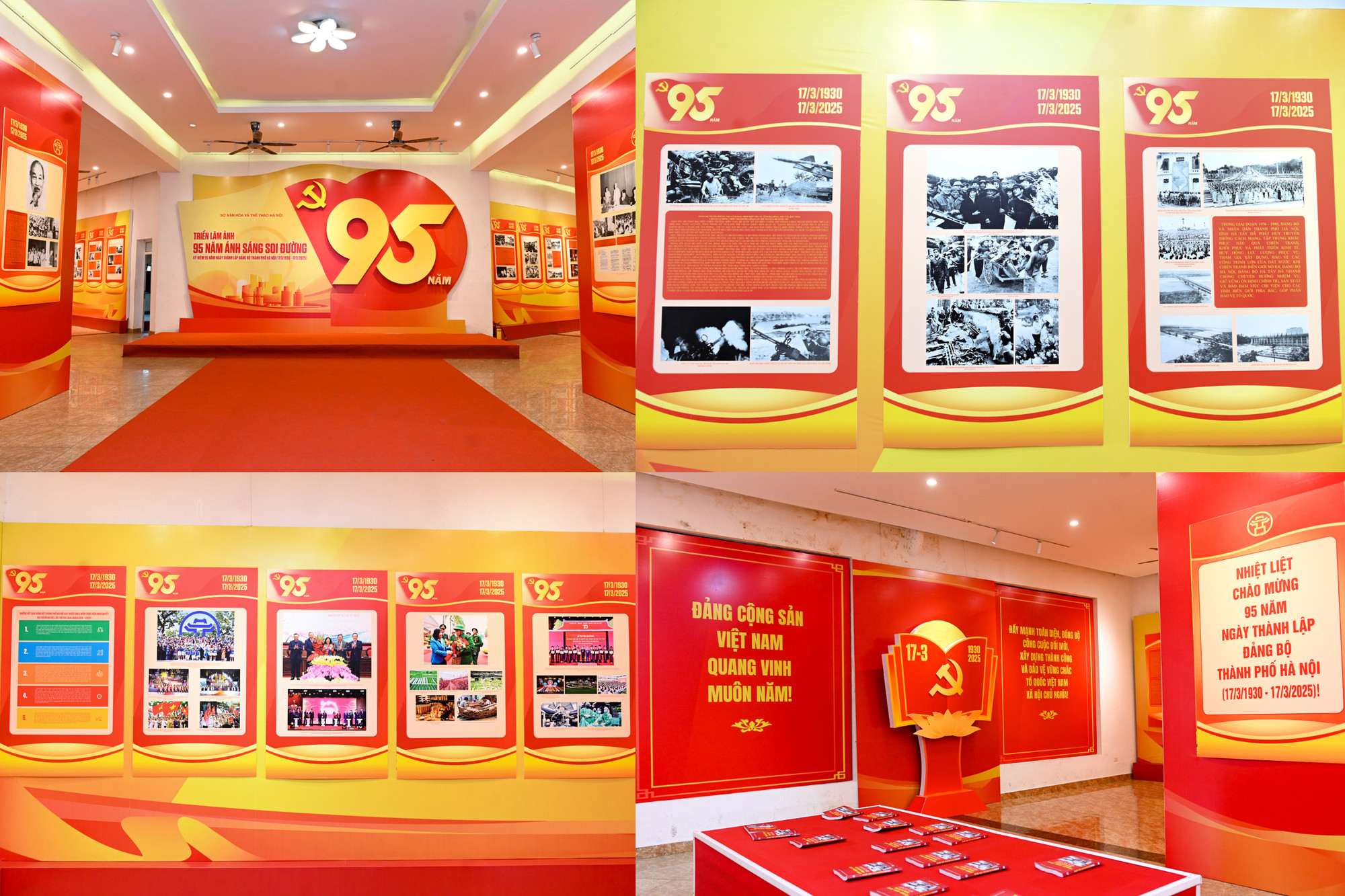 Phần thứ nhất của triển lãm: Trưng bày những bức ảnh tư liệu quý về Chủ tịch Hồ Chí Minh với Hà Nội và Đảng bộ thành phố Hà Nội. Phần thứ hai: Trưng bày giới thiệu những hình ảnh về Đảng bộ thành phố Hà Nội từ khi thành lập đến nay, trải qua 95 năm, đã trực tiếp lãnh đạo các phong trào cách mạng của Thủ đô, vượt qua nhiều khó khăn thử thách, giành được nhiều thành tựu quan trọng. Phần thứ ba: Trưng bày giới thiệu những hình ảnh đẹp ấn tượng về Thủ đô phát triển đổi mới, ngày càng hiện đại văn minh, xứng đáng là trung tâm đầu não chính trị-hành chính quốc gia, trung tâm lớn về văn hóa, khoa học, giáo dục, kinh tế và giao dịch quốc tế của cả nước.