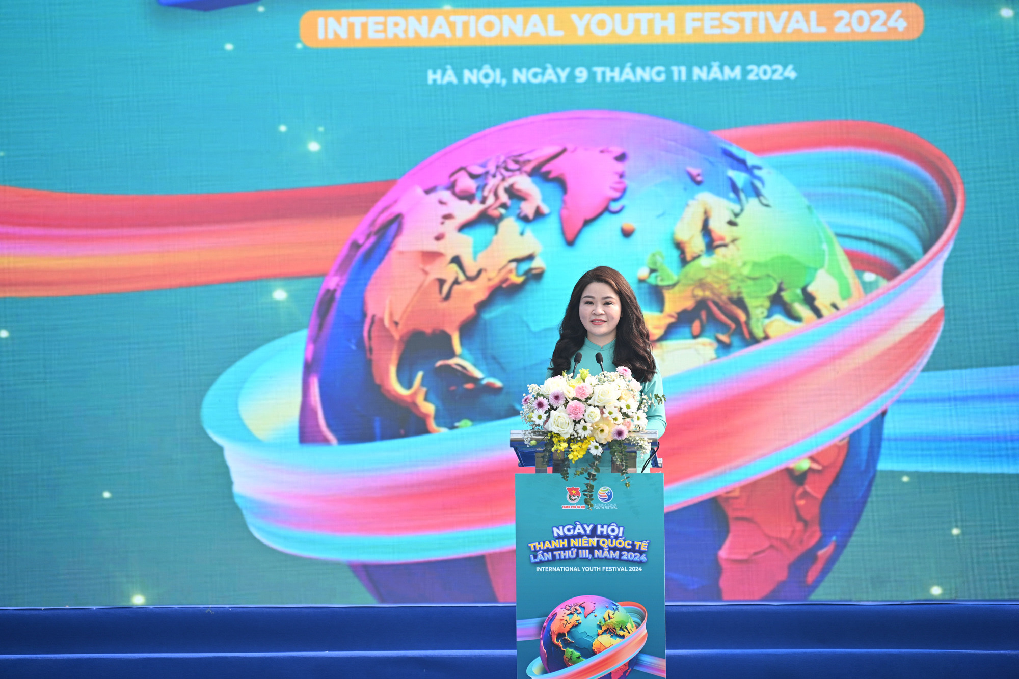 Bí thư Thành đoàn Hà Nội Chu Hồng Minh phát biểu khai mạc Festival.