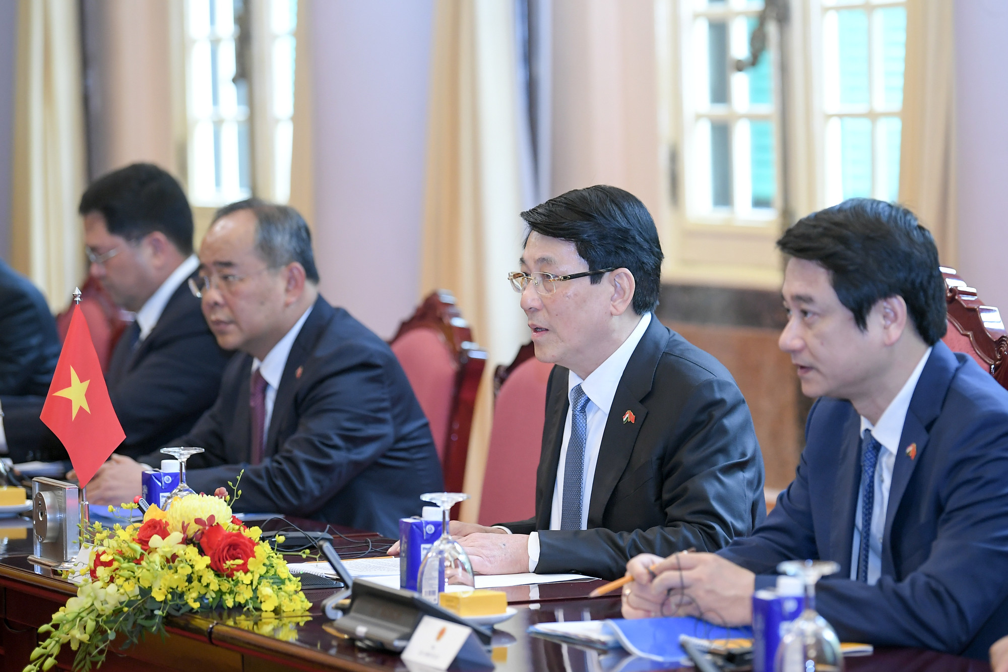 Chủ tịch nước Lương Cường phát biểu tại hội đàm. Chủ tịch nước Lương Cường phát biểu tại hội đàm.