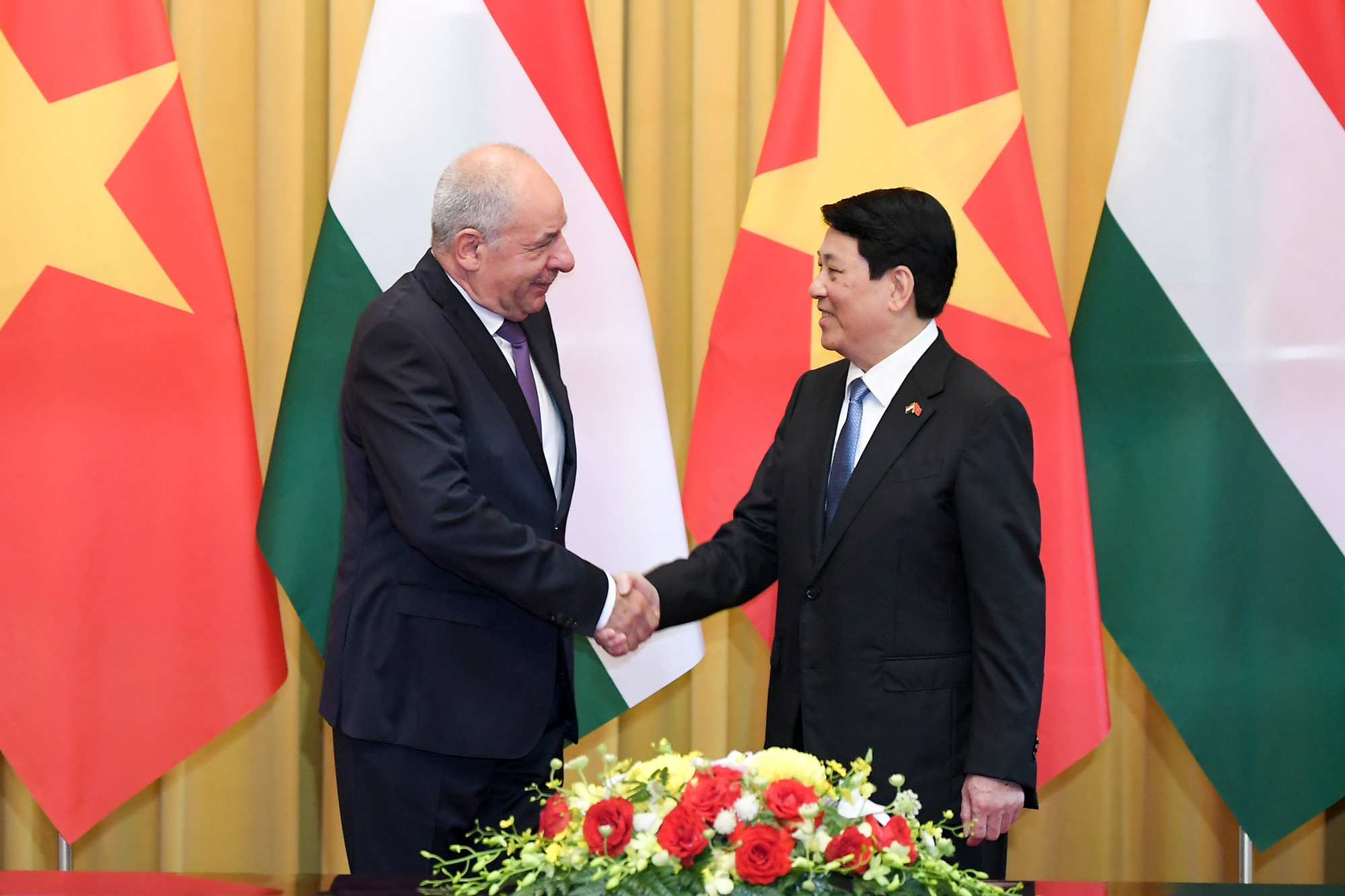 Chủ tịch nước Lương Cường và Tổng thống Hungary Sulyok Tamás tại hội đàm. Chủ tịch nước Lương Cường và Tổng thống Hungary Sulyok Tamás tại hội đàm.