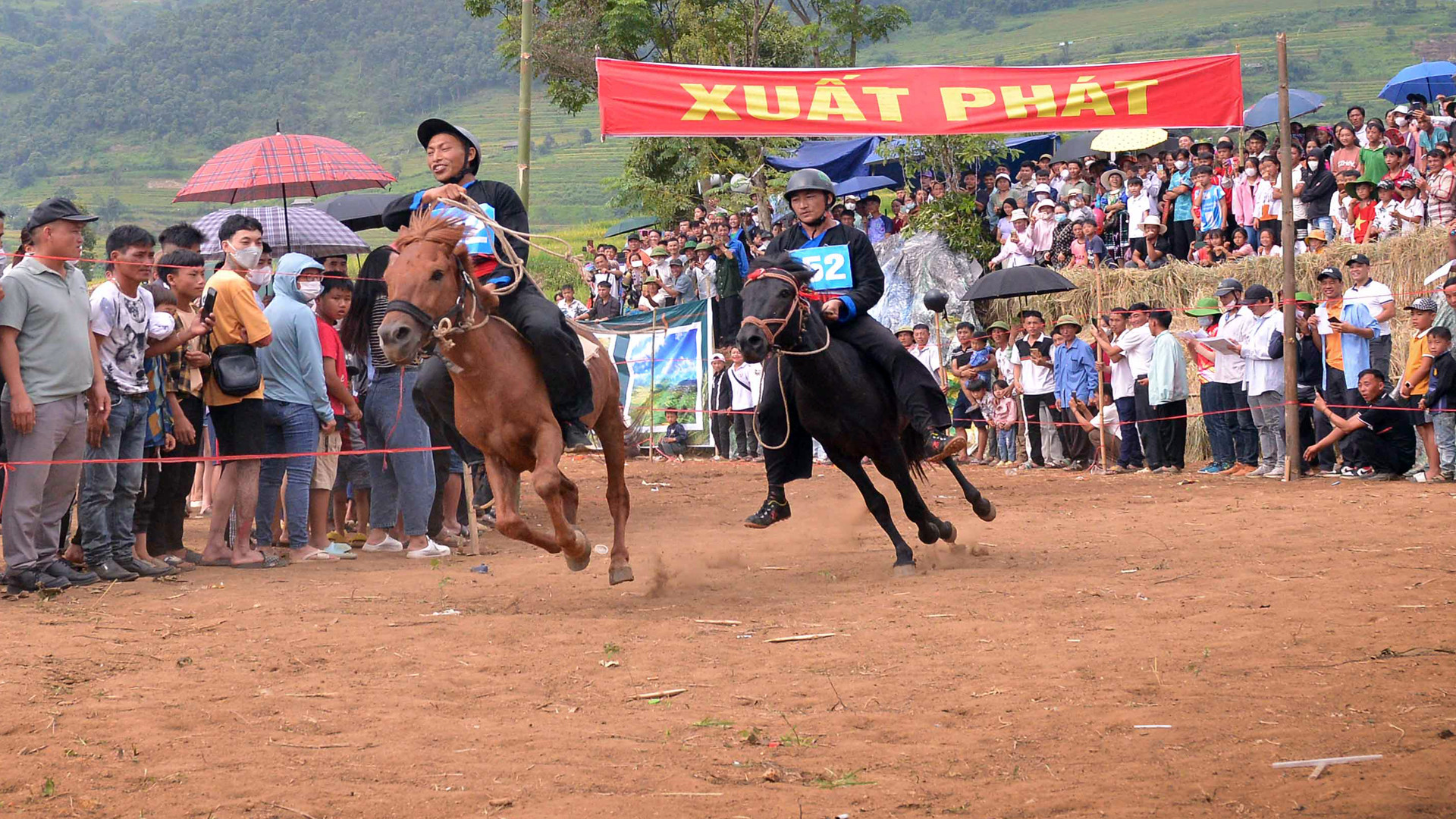 Các vận động viên hào hứng bắt đầu đường đua. Các vận động viên hào hứng bắt đầu đường đua.