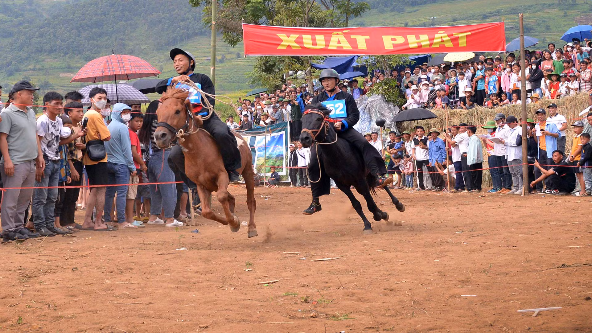 Các vận động viên hào hứng bắt đầu đường đua. Các vận động viên hào hứng bắt đầu đường đua.