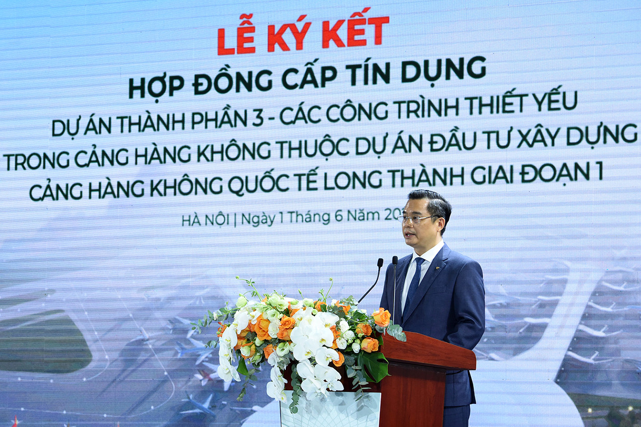 Tổng giám đốc Ngân hàng TMCP Ngoại thương Việt Nam (Vietcombank) Nguyễn Thanh Tùng phát biểu.