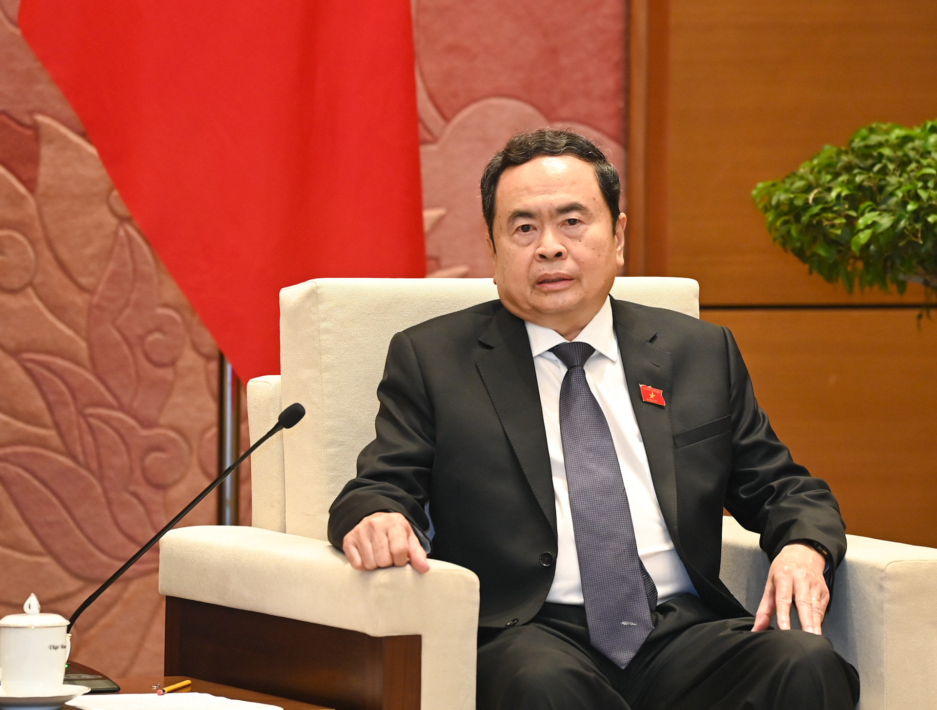 Chủ tịch Quốc hội Trần Thanh Mẫn phát biểu tại cuộc tiếp. Chủ tịch Quốc hội Trần Thanh Mẫn phát biểu tại cuộc tiếp.