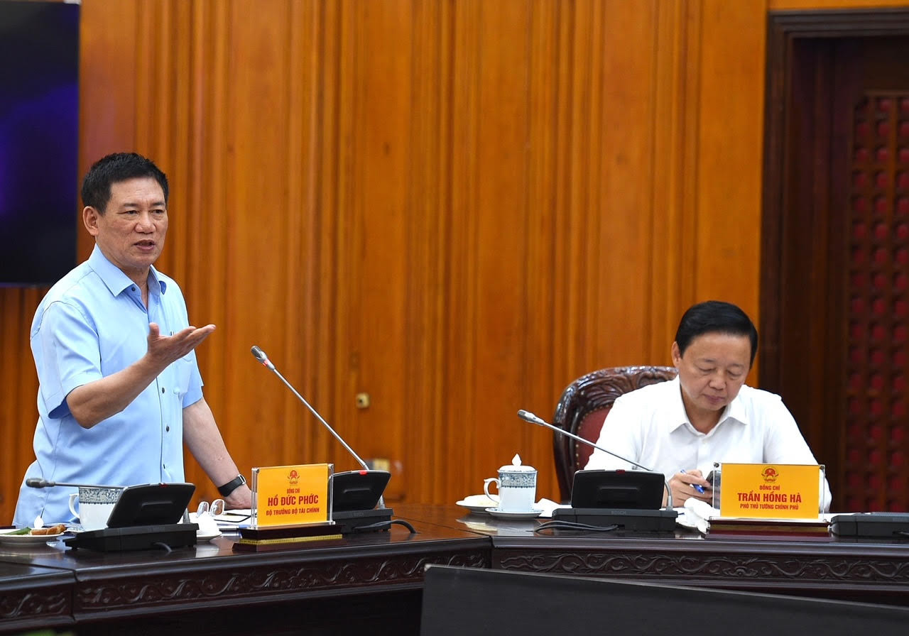 Bộ trưởng Tài chính Hồ Đức Phớc phát biểu.