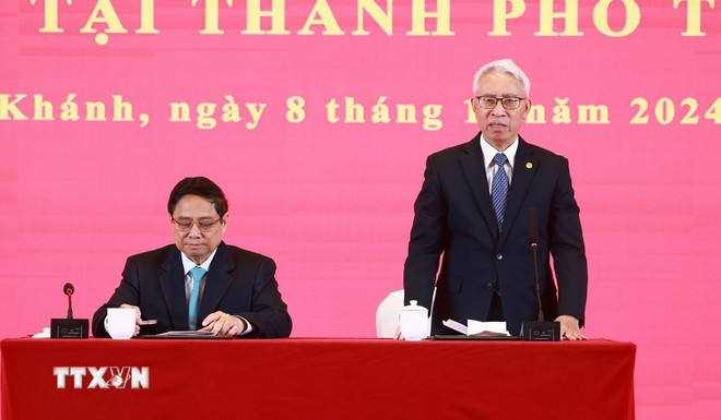 Đại sứ Việt Nam tại Trung Quốc Phạm Sao Mai phát biểu. (Ảnh: TTXVN)