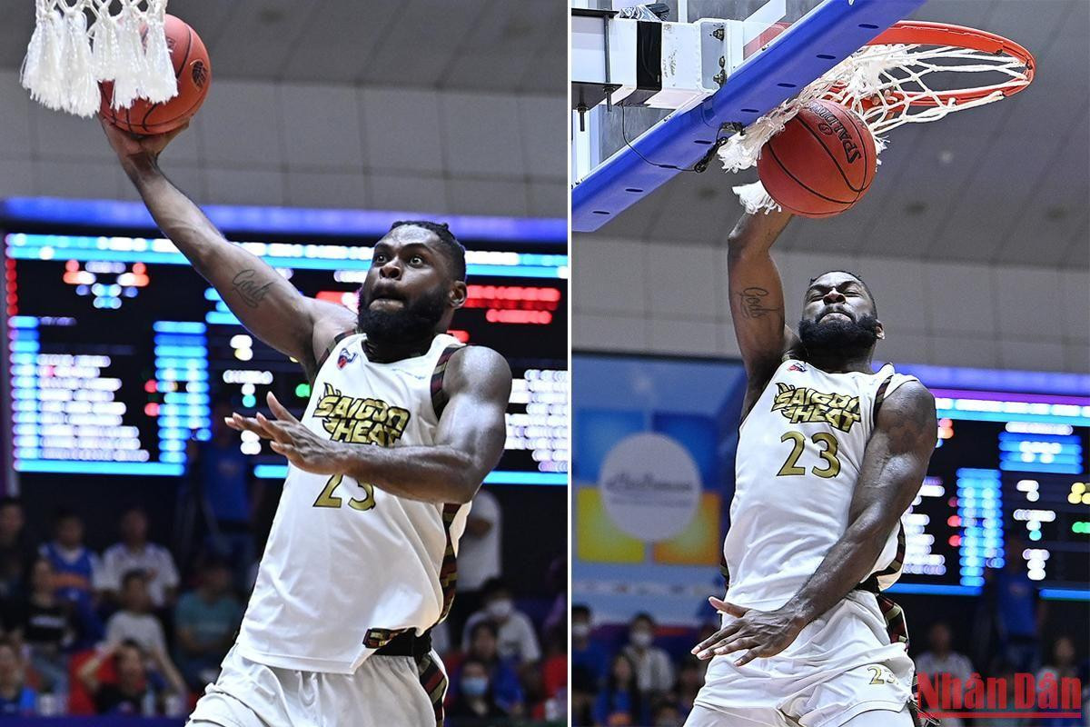 Một tình huống úp rổ (dunk) đẹp mắt của Alonzo Stafford. Trung phong của Saigon Heat có 23 điểm và 12 rebounds cùng danh hiệu Cầu thủ hay nhất trận đấu.