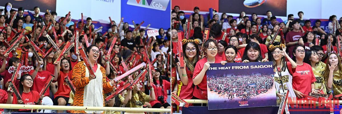 Dù chỉ có số ít có mặt tại Nhà thi đấu Hoàng Mai nhưng tinh thần cổ vũ của các cổ động viên Saigon Heat vẫn rất sôi đội, nhiệt tình trong từng pha bóng của trận đấu.