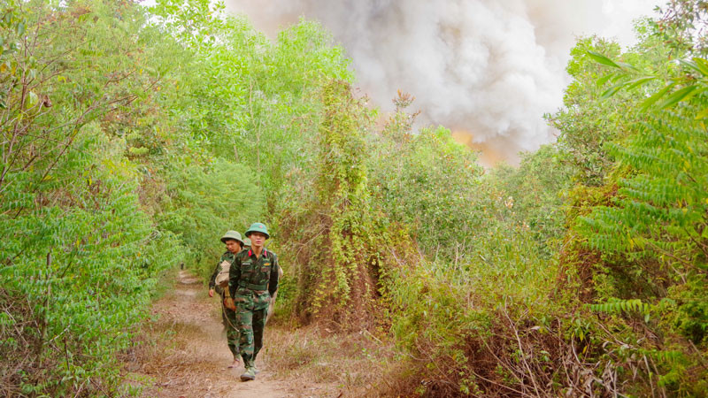 Ngay sau khi xuất hiện đám cháy lớn, Bộ Chỉ huy quân sự tỉnh Kiên Giang đã điều động gần 200 cán bộ, chiến sĩ thuộc cơ quan Bộ Chỉ huy quân sự tỉnh, Trung đoàn 893, Ban Chỉ huy quân sự huyện Hòn Đất, Ban Chỉ huy quân sự Giang Thành nhanh chóng cơ động đến hiện trường.