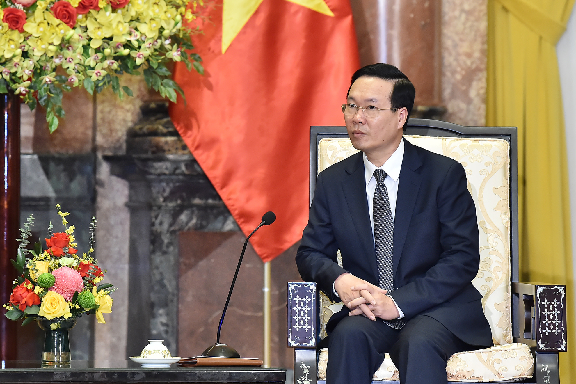 Chủ tịch nước Võ Văn Thưởng phát biểu tại buổi tiếp.