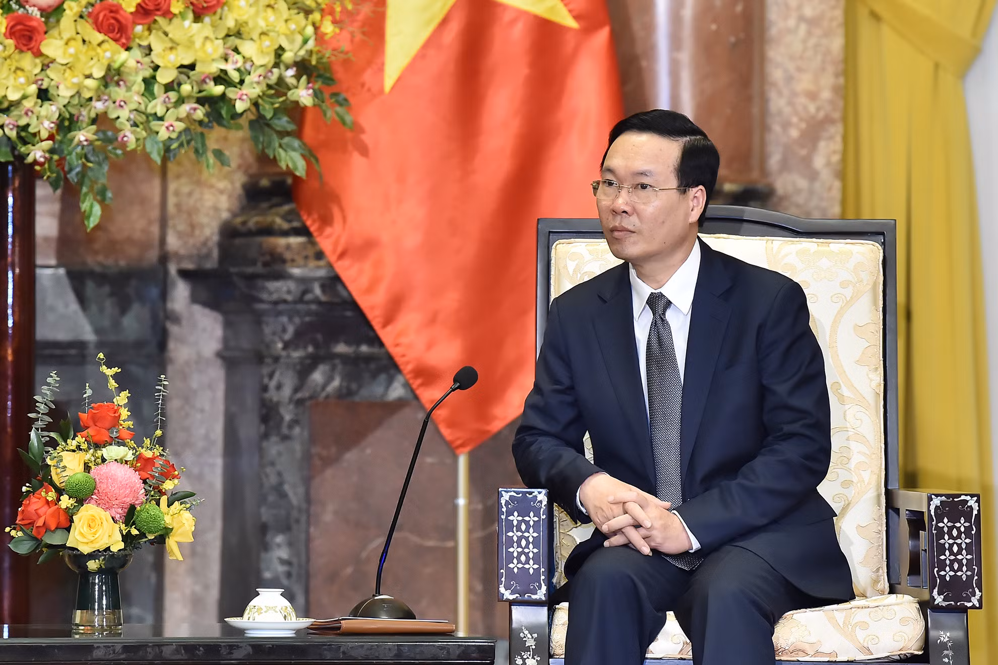 Chủ tịch nước Võ Văn Thưởng phát biểu tại buổi tiếp.