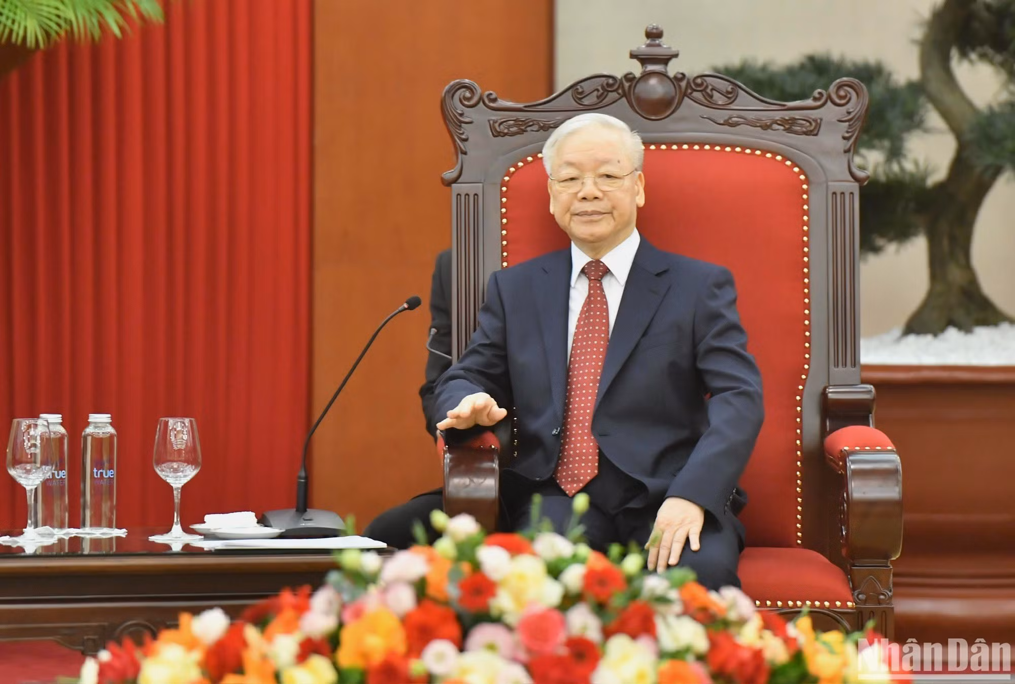 Tổng Bí thư Nguyễn Phú Trọng phát biểu tại buổi tiếp Thủ tướng Vương quốc Campuchia Samdech Moha Bovor Thipadei Hun Manet.