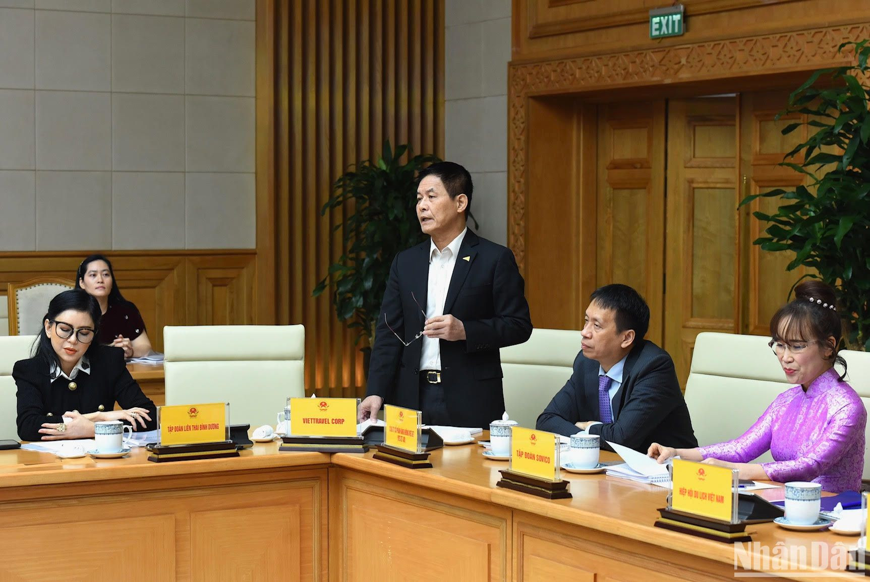 Ông Nguyễn Quốc Kỳ, Chủ tịch Hội đồng Quản trị Công ty Cổ phần Du lịch và Tiếp thị giao thông vận tải Việt Nam (Vietravel), phát biểu tại Hội nghị.