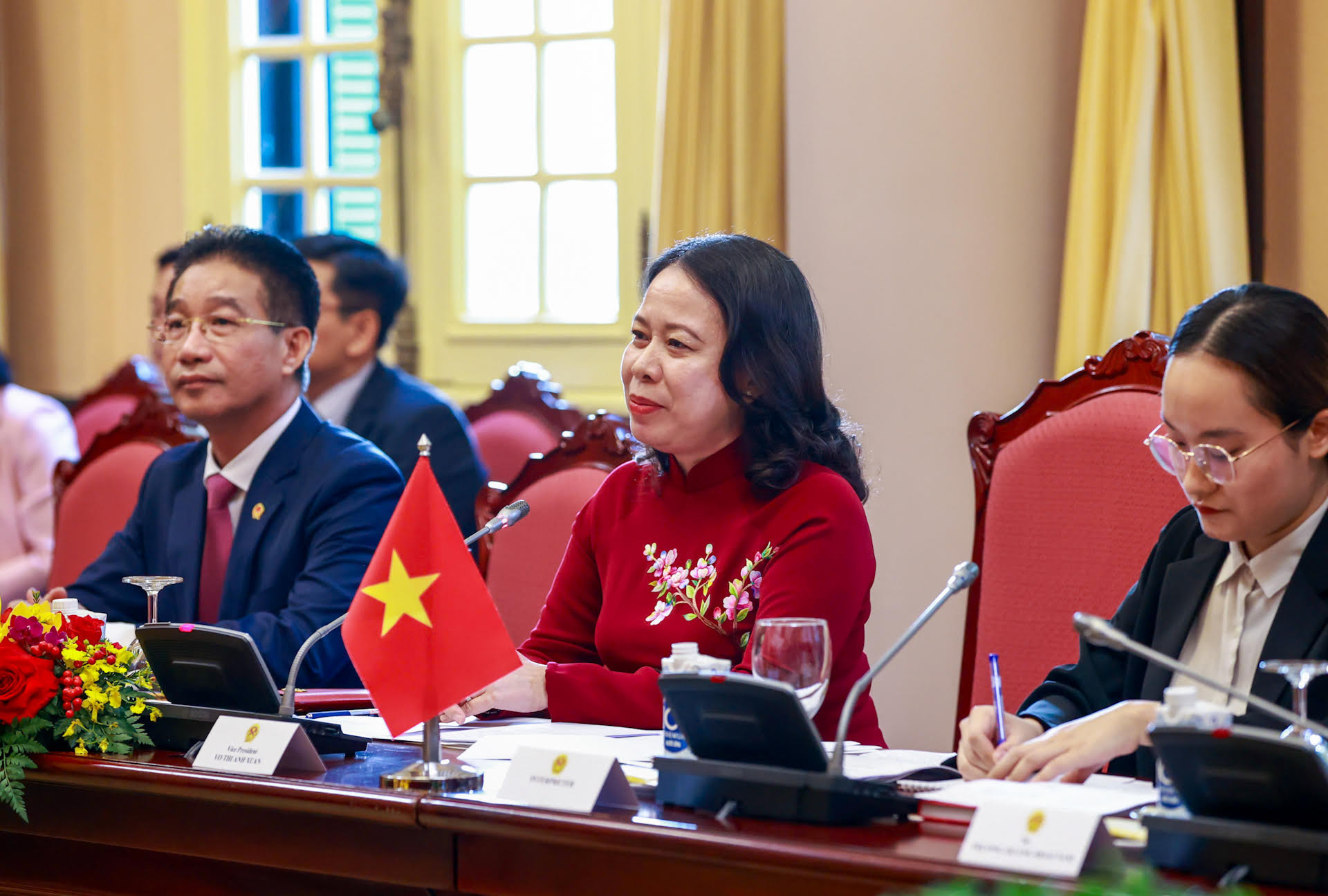 Phó Chủ tịch nước Võ Thị Ánh Xuân phát biểu tại buổi hội đàm.