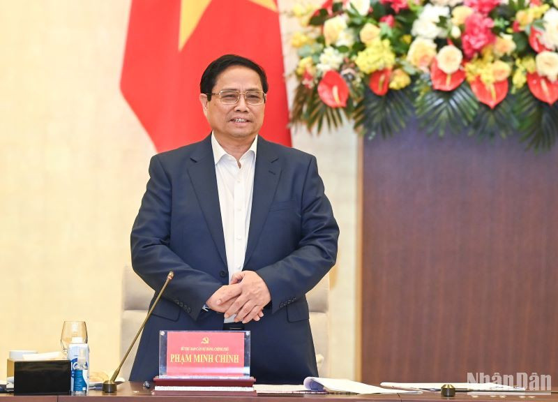 Bí thư Ban Cán sự Đảng Chính phủ, Thủ tướng Chính phủ Phạm Minh Chính phát biểu kết luận hội nghị.