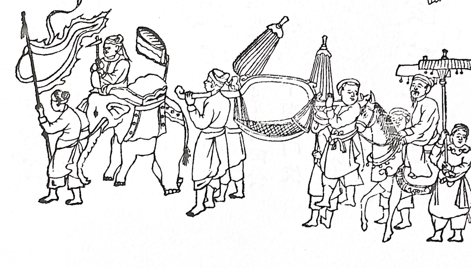 Đoàn hộ tống quan, Nguồn: Henri Oger, "Technique du peuple Annamite" (Kỹ thuật của người An Nam)